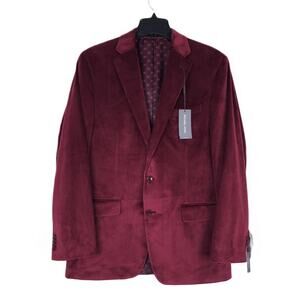 Michael Kors Men's Classic-Fit Velvet Sport Coat Burgundy Solid 46R NWT